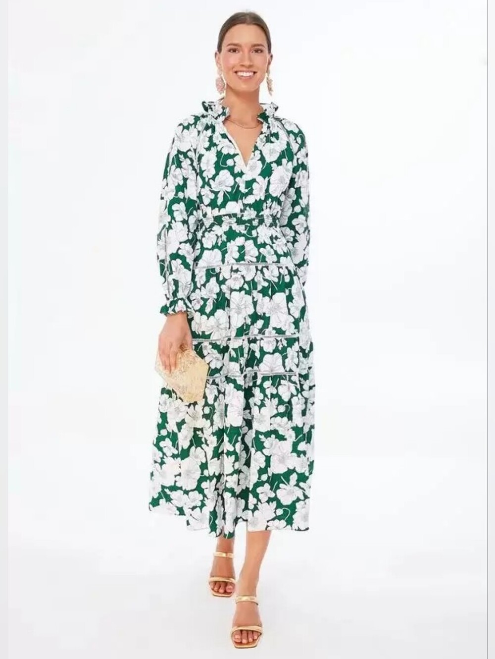 Tuckernuck Hyacinth House Green Floral Tiered Presley Maxi Dress Size XL